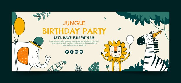 Modelo de capa de facebook de festa de aniversário desenhada à mão