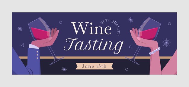 Modelo de capa de facebook de festa de vinho desenhada à mão