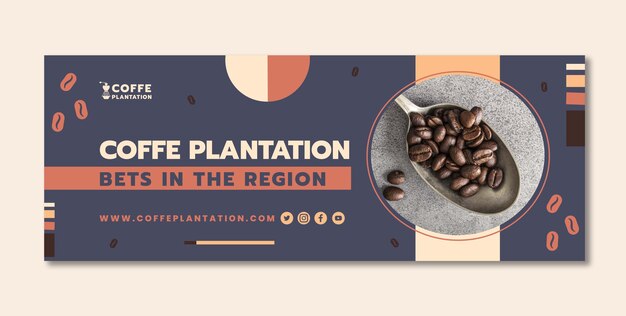 Modelo de capa de facebook de plantação de café de design plano