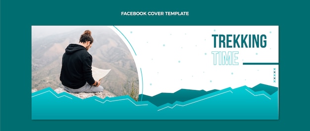 Vetor grátis modelo de capa de facebook de trekking gradiente