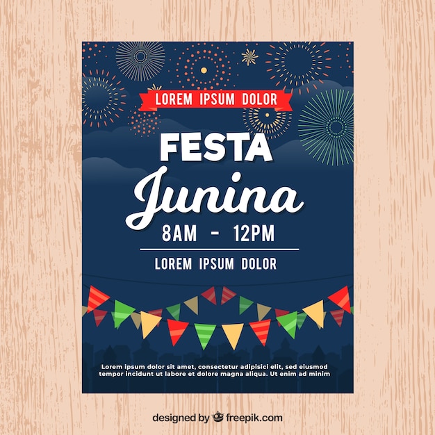 Modelo de capa de junina de festa azul escuro