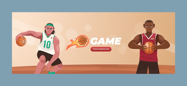 Vetor grátis modelo de capa de mídia social de basquete plana