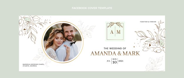 Modelo de capa de mídia social de casamento desenhado à mão