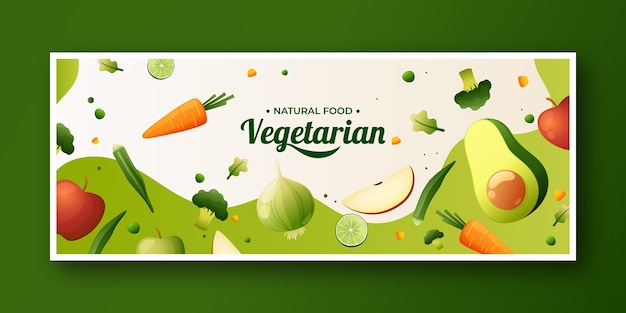 Modelo de capa de mídia social de comida vegetariana gradiente