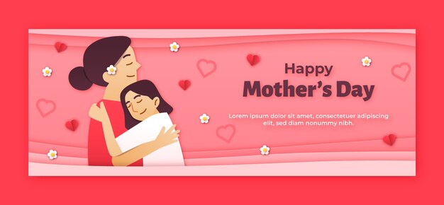 Modelo de capa de mídia social de dia das mães de estilo de papel