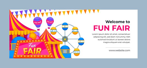 Modelo de capa de mídia social de festival de feira de diversões e parque de diversões