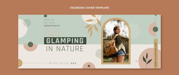 Modelo de capa de mídia social de glamping plano