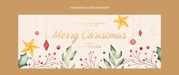 Modelo de capa de mídia social de Natal em aquarela