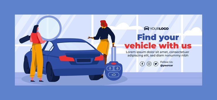 Vetor grátis modelo de capa de mídia social de negócios de concessionária de carros planos