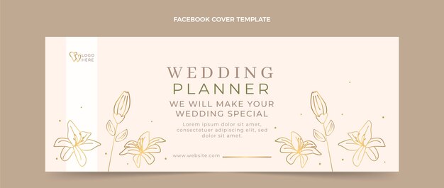Modelo de capa de mídia social de planejador de casamento plano