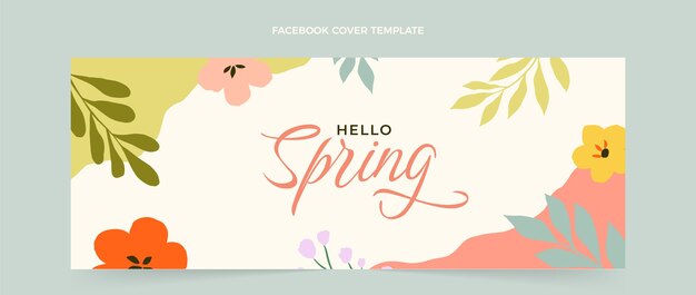 Modelo de capa de mídia social de primavera plana