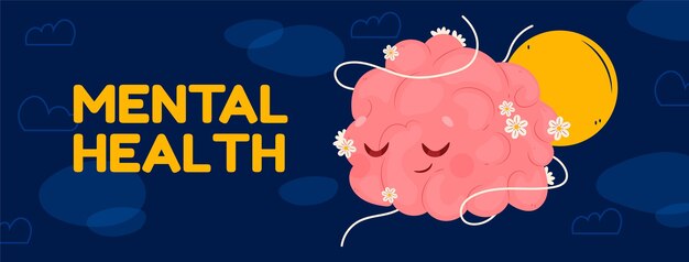 Modelo de capa de mídia social de saúde mental desenhado à mão