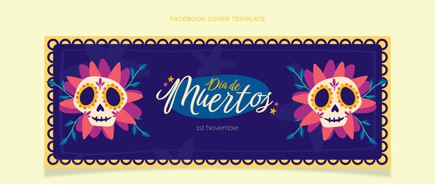 Modelo de capa de mídia social desenhado à mão com dia de muertos