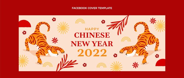 Modelo de capa de mídia social desenhado à mão para o ano novo chinês
