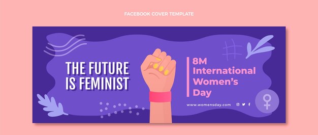 Modelo de capa de mídia social do dia internacional da mulher plana