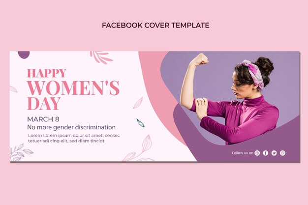 Modelo de capa de mídia social do dia internacional da mulher plana