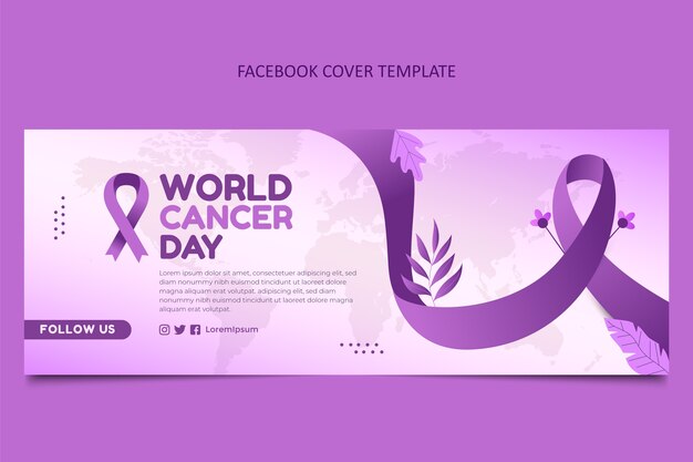 Modelo de capa de mídia social do Dia Mundial do Câncer Gradiente