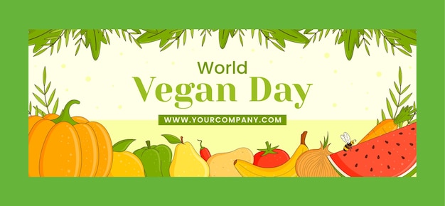 Modelo de capa de mídia social do dia mundial do vegano