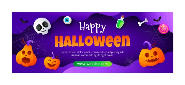 Modelo de capa de mídia social gradiente de halloween