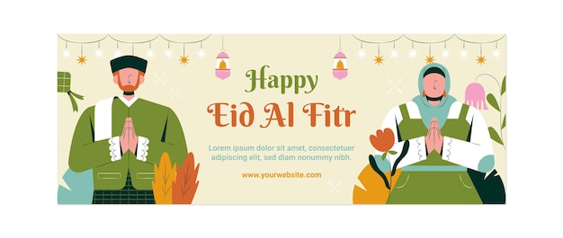 Modelo de capa de mídia social para a celebração islâmica do eid al-fitr