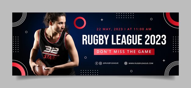 Modelo de capa de mídia social para campeonato de rugby