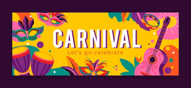 Vetor grátis modelo de capa de mídia social para celebração de festa de carnaval