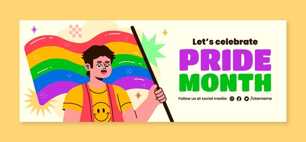 Modelo de capa de mídia social para celebração do mês do orgulho