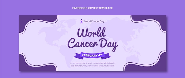 Vetor grátis modelo de capa de mídia social para o dia do câncer no mundo plano