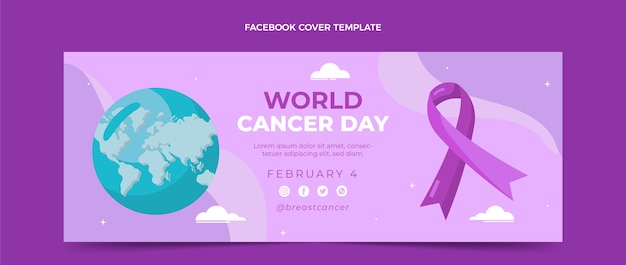 Vetor grátis modelo de capa de mídia social para o dia do câncer no mundo plano