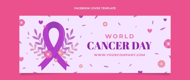 Modelo de capa de mídia social para o dia do câncer no mundo plano