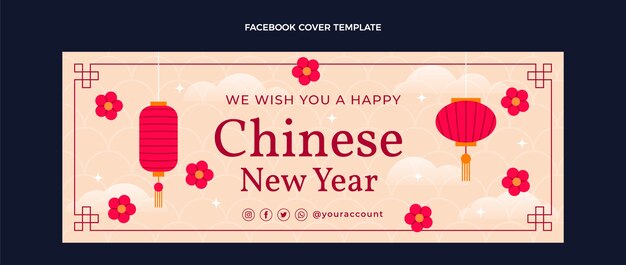 Modelo de capa de mídia social plana de ano novo chinês