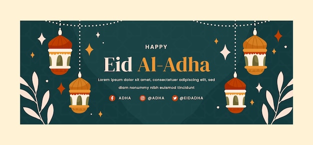 Modelo de capa de mídia social plana eid al-adha