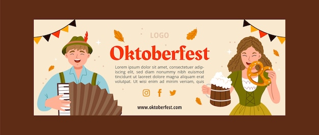 Modelo de capa de mídia social plana oktoberfest