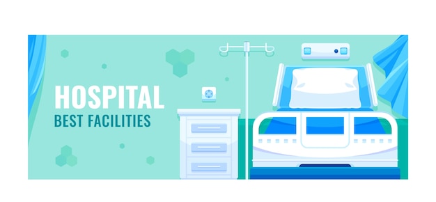 Vetor grátis modelo de capa de mídia social plana para hospital