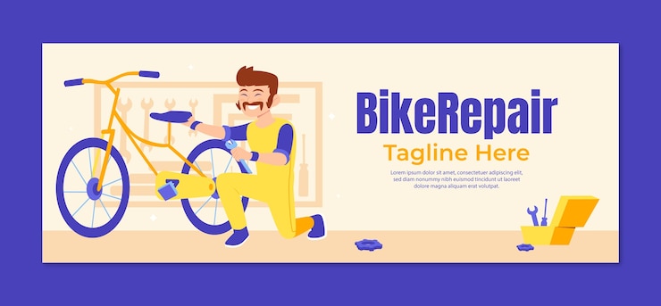 Vetor grátis modelo de capa de mídia social plana para negócios de lojas de bicicletas