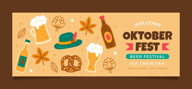Modelo de capa de mídia social plana para o festival oktoberfest