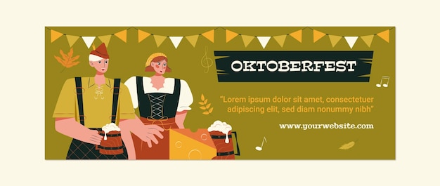 Vetor grátis modelo de capa de mídia social plana para o festival oktoberfest