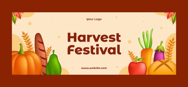 Vetor grátis modelo de capa de mídia social realista de celebração do festival de colheita