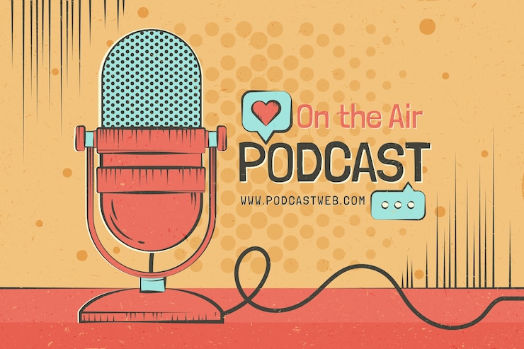 Vetor grátis modelo de capa de podcast plano desenhado à mão