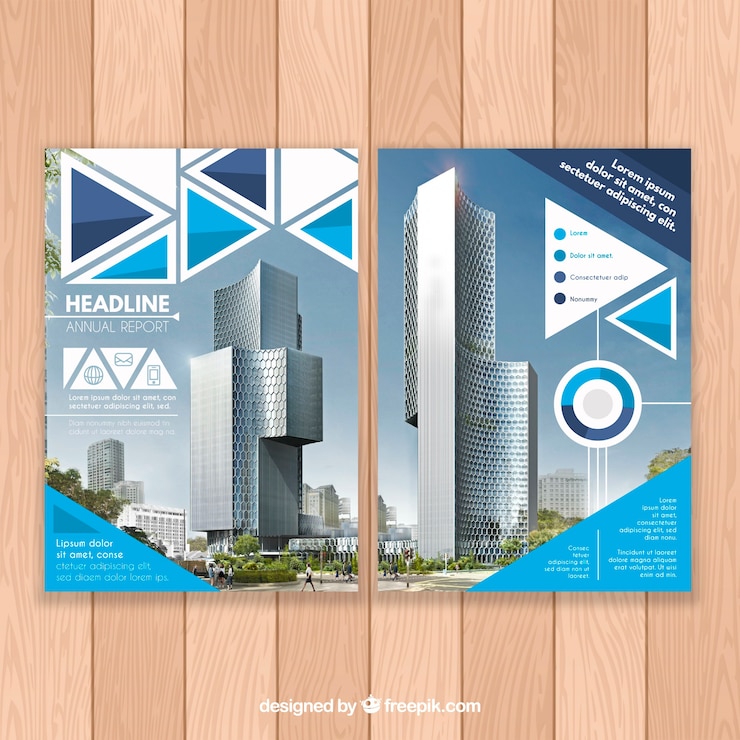 Vetor grátis modelo de capa de relatório anual com imagem