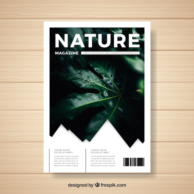 Modelo de capa de revista de natureza com foto