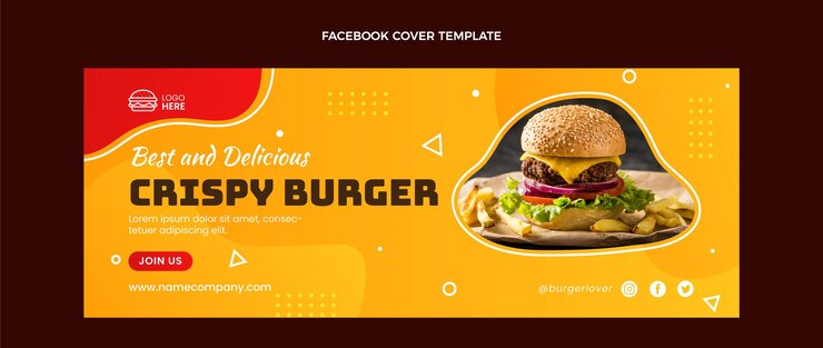 Vetor grátis modelo de capa do facebook de comida plana