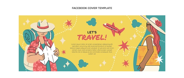 Vetor grátis modelo de capa do facebook de viagens de design plano