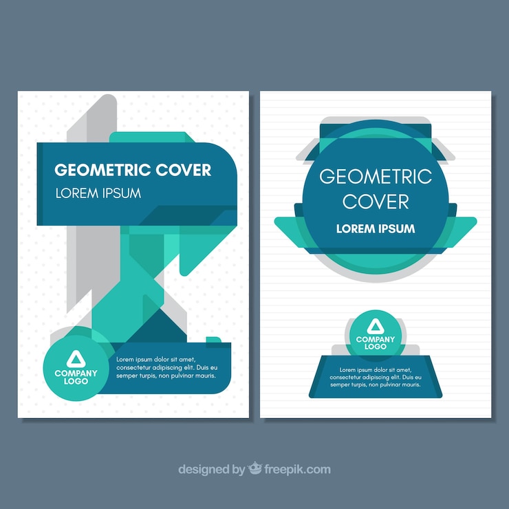 Vetor grátis modelo de capa moderna conjunto com desenho geométrico