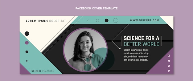 Vetor grátis modelo de capa para mídia social de ciência plana