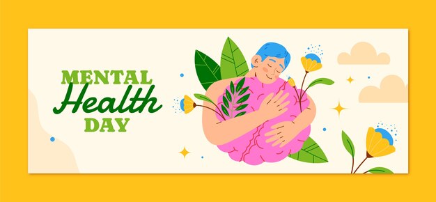 Modelo de capa plana de mídia social para conscientização do Dia Mundial da Saúde Mental
