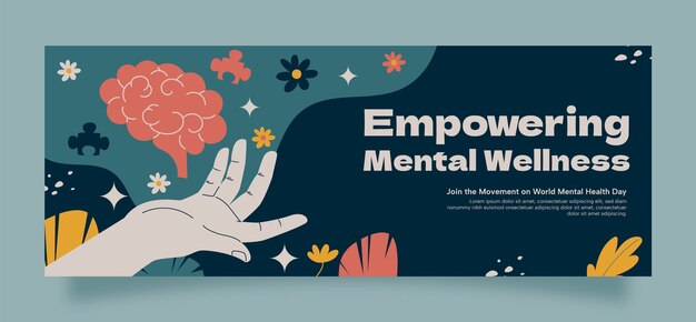 Modelo de capa plana de mídia social para o Dia Mundial da Saúde Mental