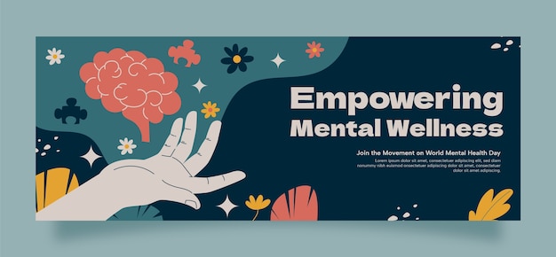Modelo de capa plana de mídia social para o Dia Mundial da Saúde Mental