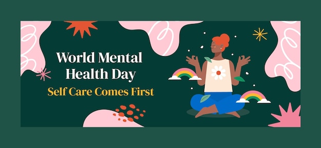 Modelo de capa plana de mídia social para o Dia Mundial da Saúde Mental