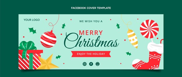 Modelo de capa plana de Natal para mídia social